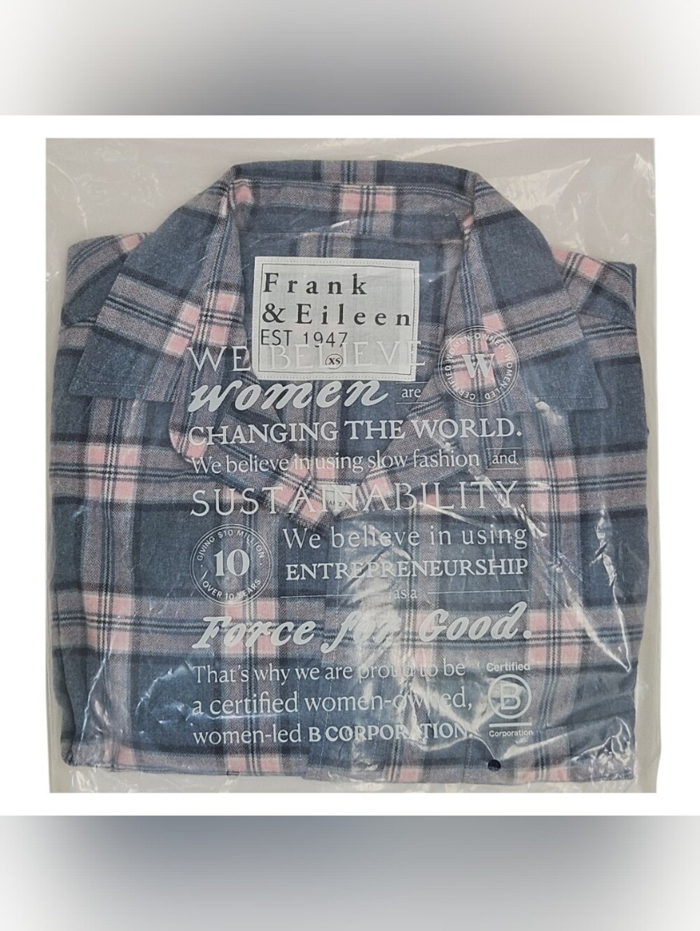 Frank & Eileen Silvio Button-Up Shirt Plaid Long Sleeve Collared Blue/Pink